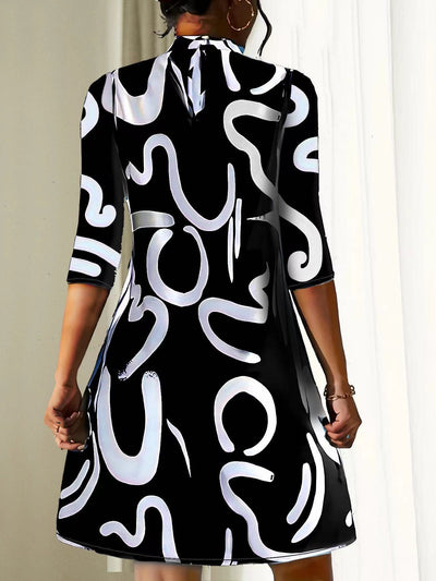 Alanna Robe Femme – Robe d’Automne Élégante et Confortable avec Motif Tendance
