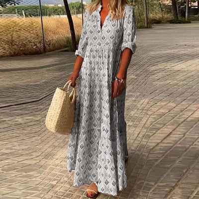 ALEXIS - Robe décontractée à manches longues et décolleté en V