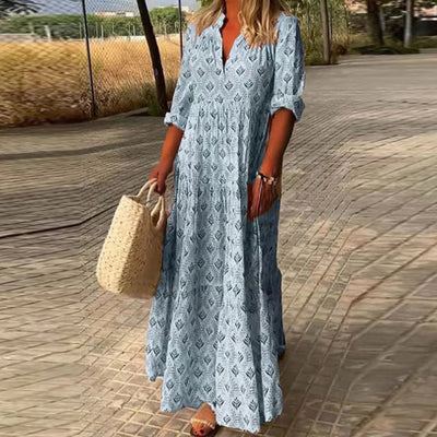ALEXIS - Robe décontractée à manches longues et décolleté en V
