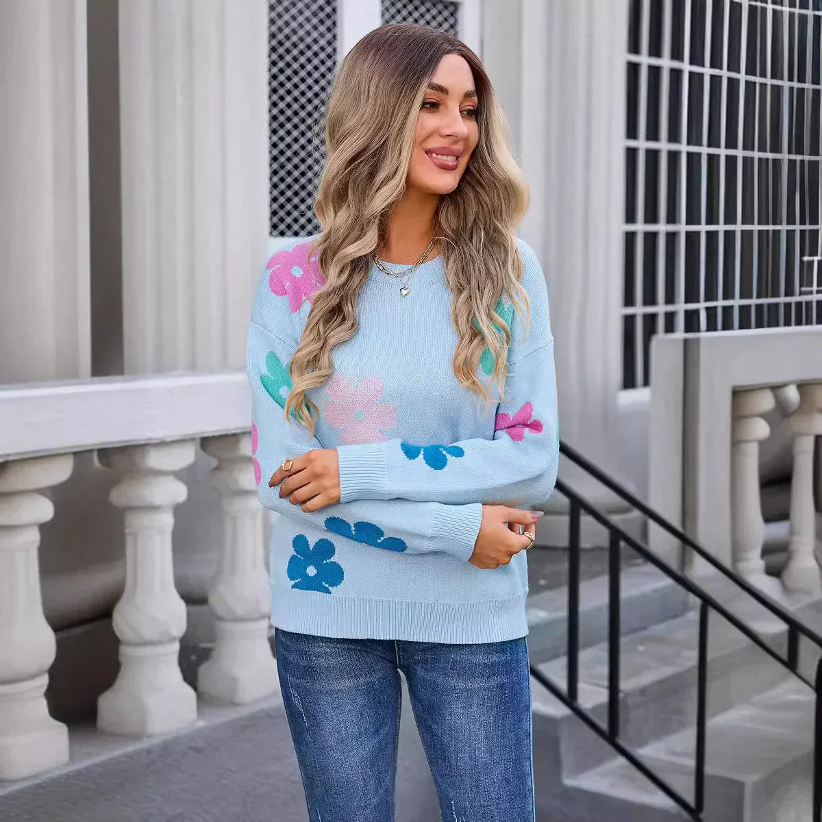 Aislin | Pull décontracté en crochet à fleurs