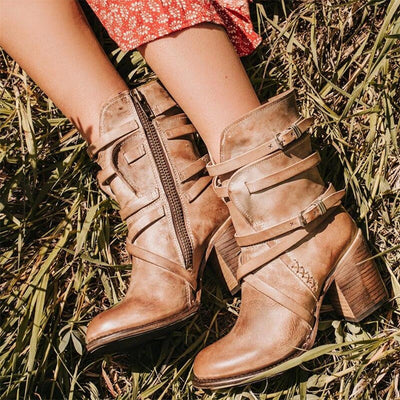 Aline - Bottes Femme cuir vintage