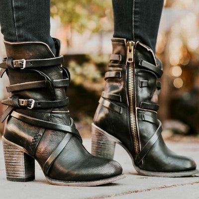 Aline - Bottes Femme cuir vintage