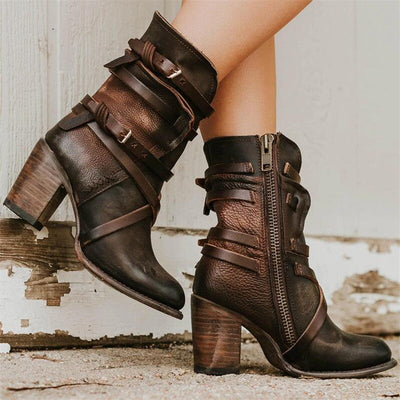 Aline - Bottes Femme cuir vintage