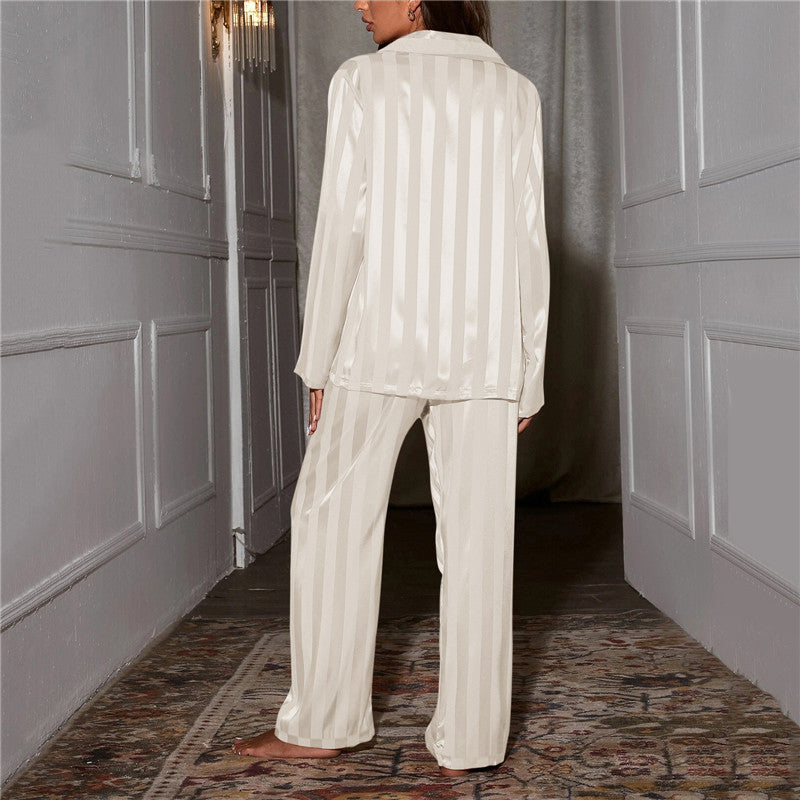 Yael | Ensemble de Pyjama Satiné Deux Pièces pour Femmes avec Motif Rayé