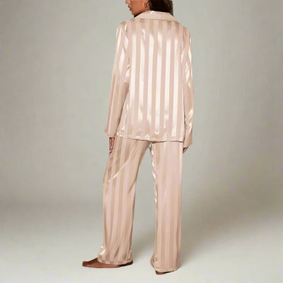Yael | Ensemble de Pyjama Satiné Deux Pièces pour Femmes avec Motif Rayé