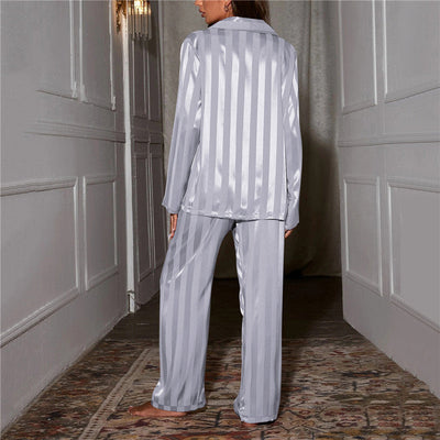 Yael | Ensemble de Pyjama Satiné Deux Pièces pour Femmes avec Motif Rayé