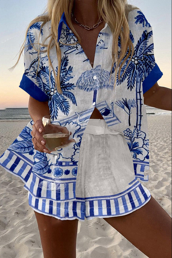 Zara™ | Ensemble Court Tropical à Imprimé de Palmiers