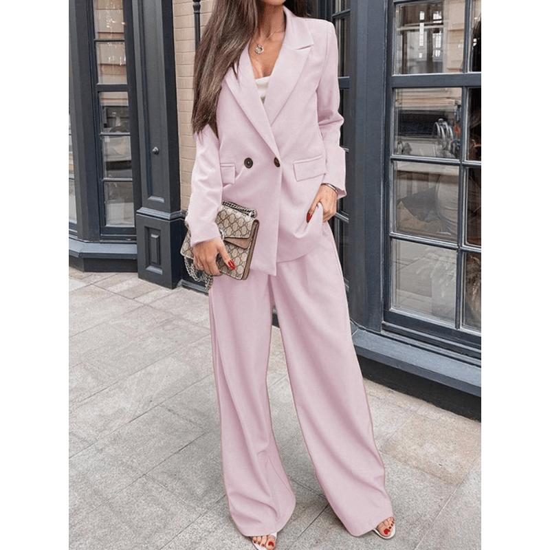 Vivienne – Ensemble deux pièces élégant avec blazer sur mesure et pantalon large