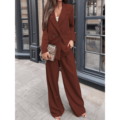Vivienne – Ensemble deux pièces élégant avec blazer sur mesure et pantalon large