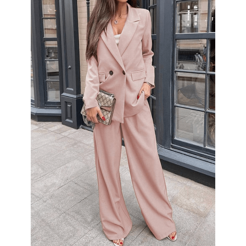 Vivienne – Ensemble deux pièces élégant avec blazer sur mesure et pantalon large