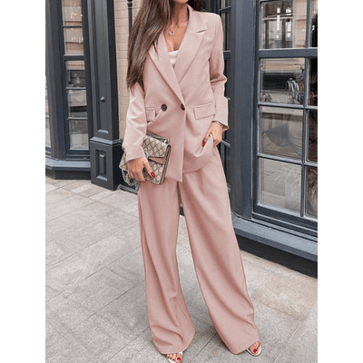 Vivienne – Ensemble deux pièces élégant avec blazer sur mesure et pantalon large