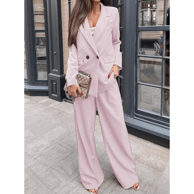 Vivienne – Ensemble deux pièces élégant avec blazer sur mesure et pantalon large