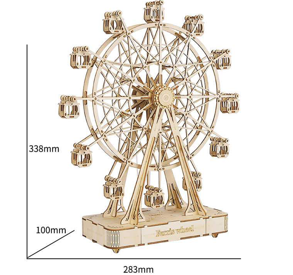 WhirlNote – Boîte à musique mécanique en forme de grande roue avec breloque DIY