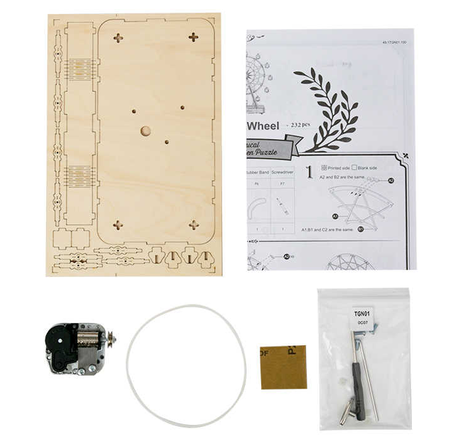 WhirlNote – Boîte à musique mécanique en forme de grande roue avec breloque DIY