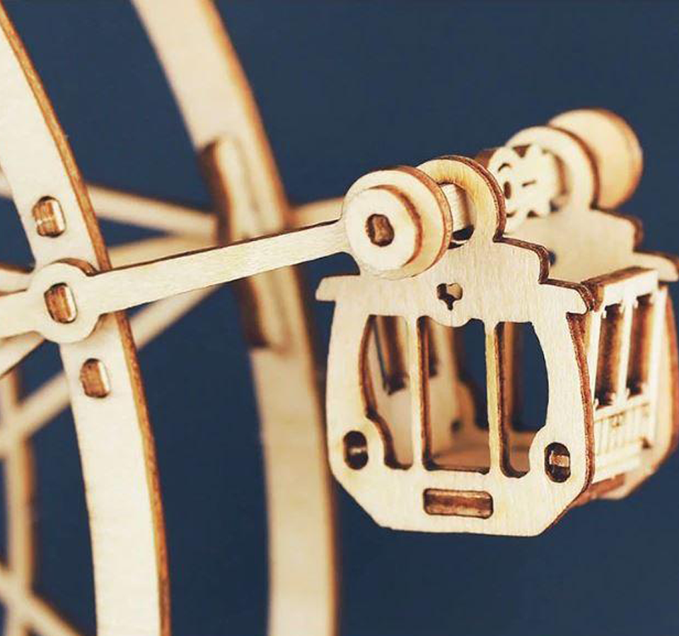 WhirlNote – Boîte à musique mécanique en forme de grande roue avec breloque DIY
