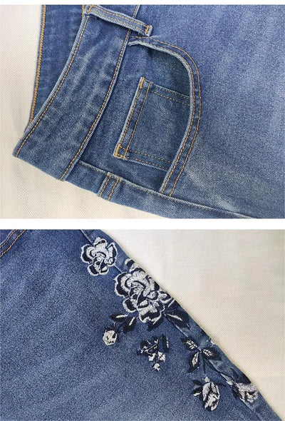Yvonne | Vintage Pantalon en denim décontracté avec imprimé