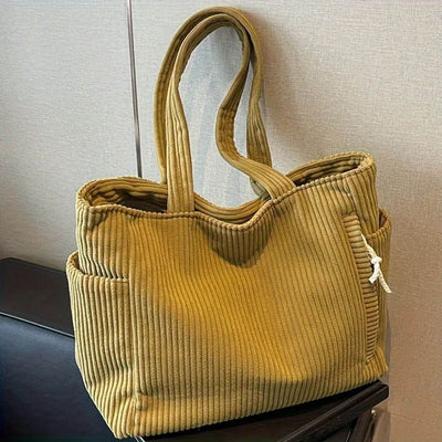 Sandra™ – Élégant Sac Tote à Cordon en Velours Côtelé