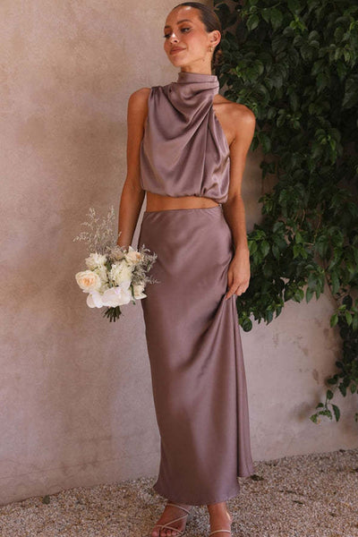 Victoria – Ensemble Satiné Élégant avec Crop Top et Jupe Taille Haute