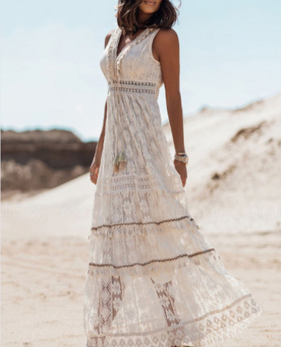 Agatha – Robe Longue Bohème à Imprimé Aérien et Coupe Fluide
