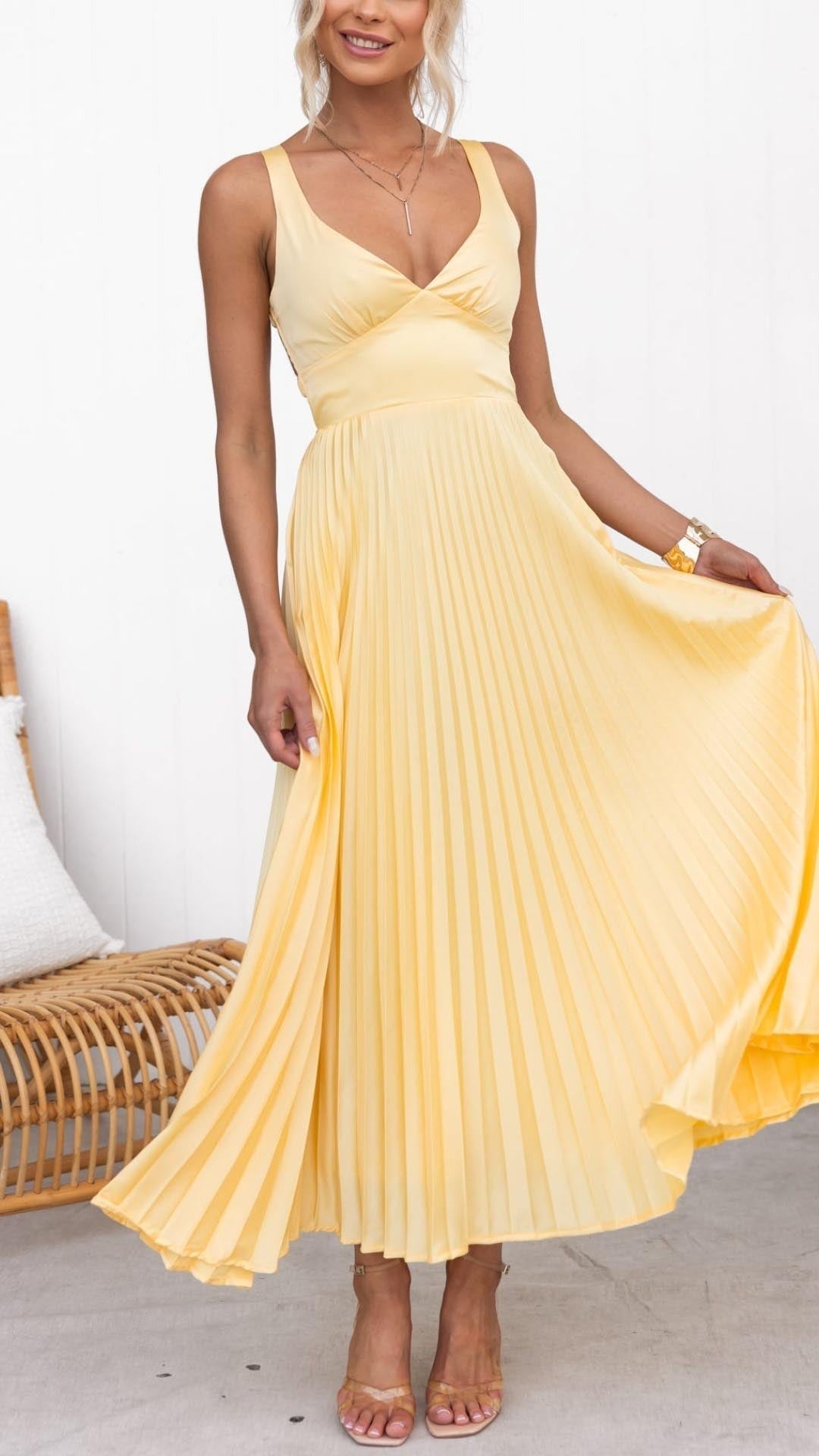 Aby - Robe longue plissée