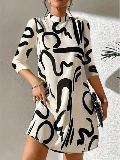 Alanna Robe Femme – Robe d’Automne Élégante et Confortable avec Motif Tendance