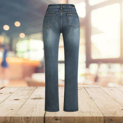 Yvonne | Vintage Pantalon en denim décontracté avec imprimé