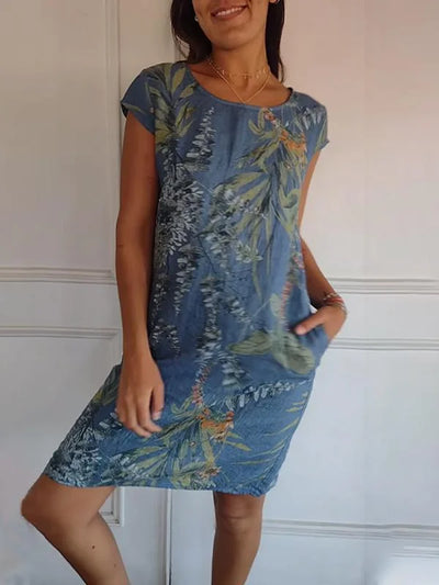 Amandine - Robe imprimée à col rond et coupe légère