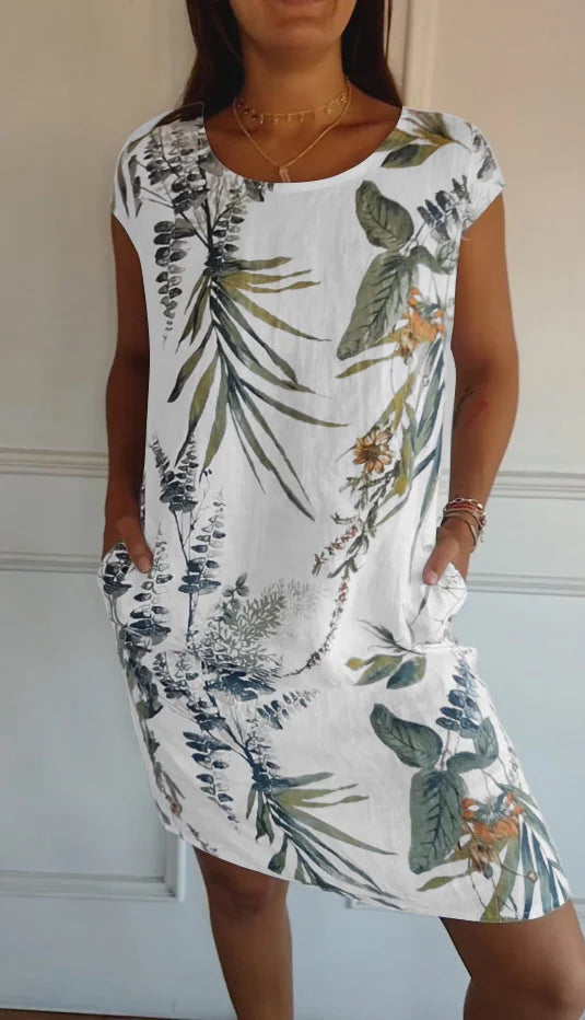 Amandine - Robe imprimée à col rond et coupe légère