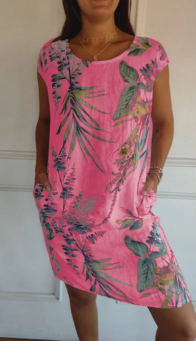 Amandine - Robe imprimée à col rond et coupe légère