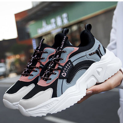 Allison Baskets Femme – Sneakers à Semelle Épaisse en Mesh Respirant avec Détail en Cuir