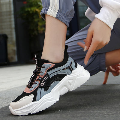 Allison Baskets Femme – Sneakers à Semelle Épaisse en Mesh Respirant avec Détail en Cuir