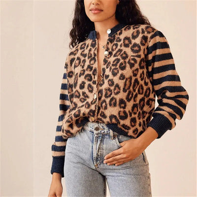 Cardigan en tricot léopard rebelle