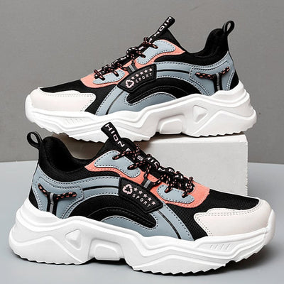 Allison Baskets Femme – Sneakers à Semelle Épaisse en Mesh Respirant avec Détail en Cuir