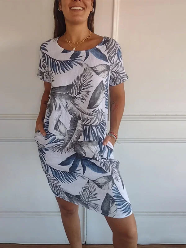 Amandine - Robe imprimée à col rond et coupe légère