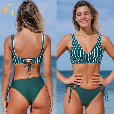 Alida Bikini Femme – Bas Fleuri & Haut Wrap à Nouer