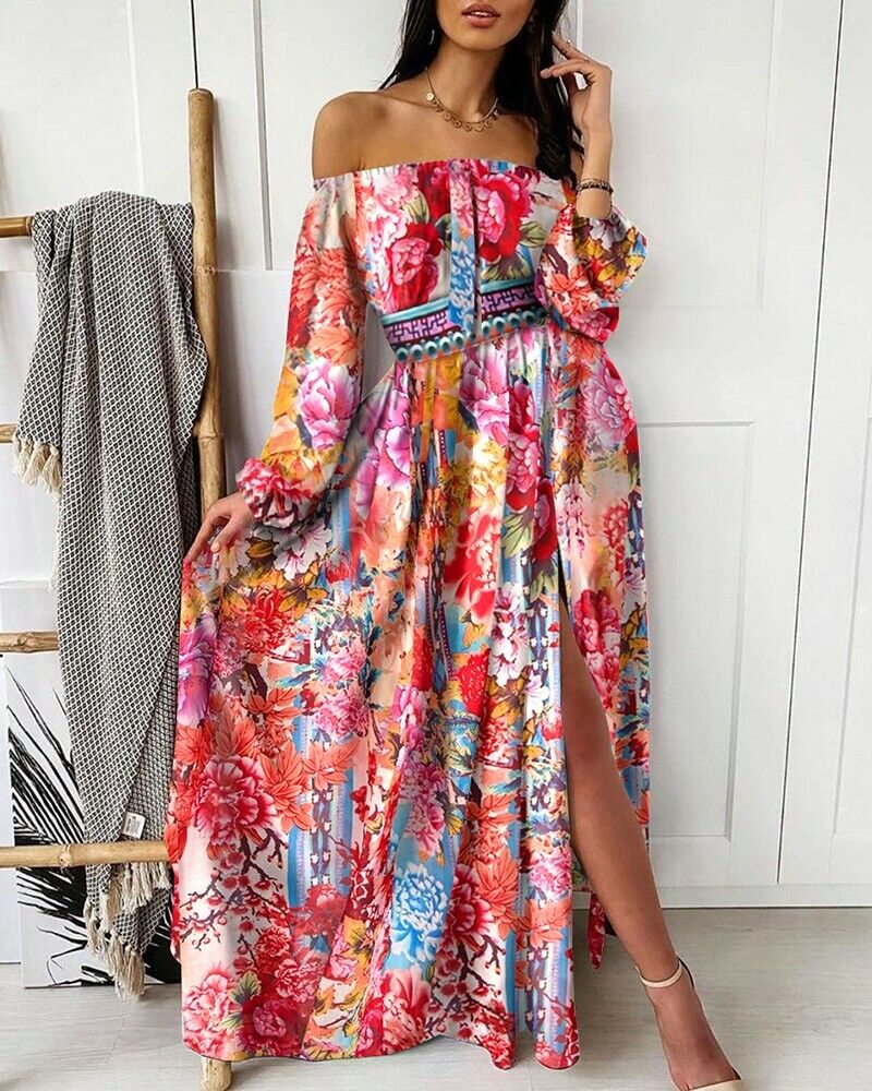 Yutke – Robe épaules dénudées en dentelle raffinée