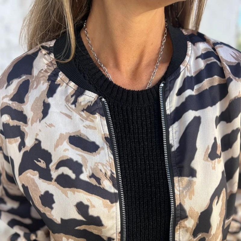 Zélie™ | Veste Printemps avec Zip à Motif Zebra
