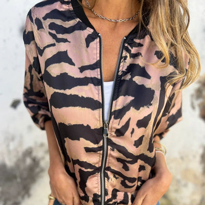 Zélie™ | Veste Printemps avec Zip à Motif Zebra