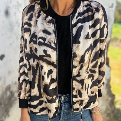 Zélie™ | Veste Printemps avec Zip à Motif Zebra