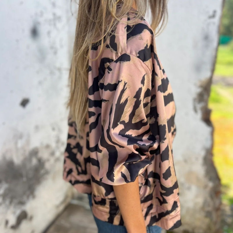 Zélie™ | Veste Printemps avec Zip à Motif Zebra