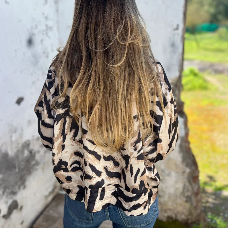Zélie™ | Veste Printemps avec Zip à Motif Zebra