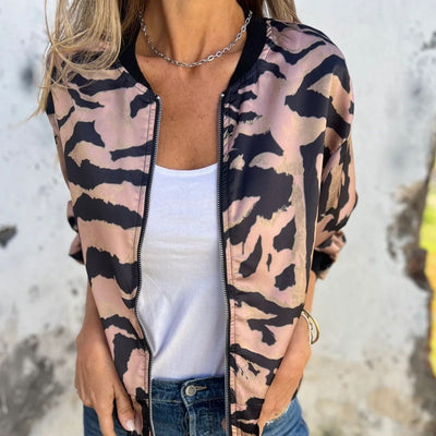 Zélie™ | Veste Printemps avec Zip à Motif Zebra