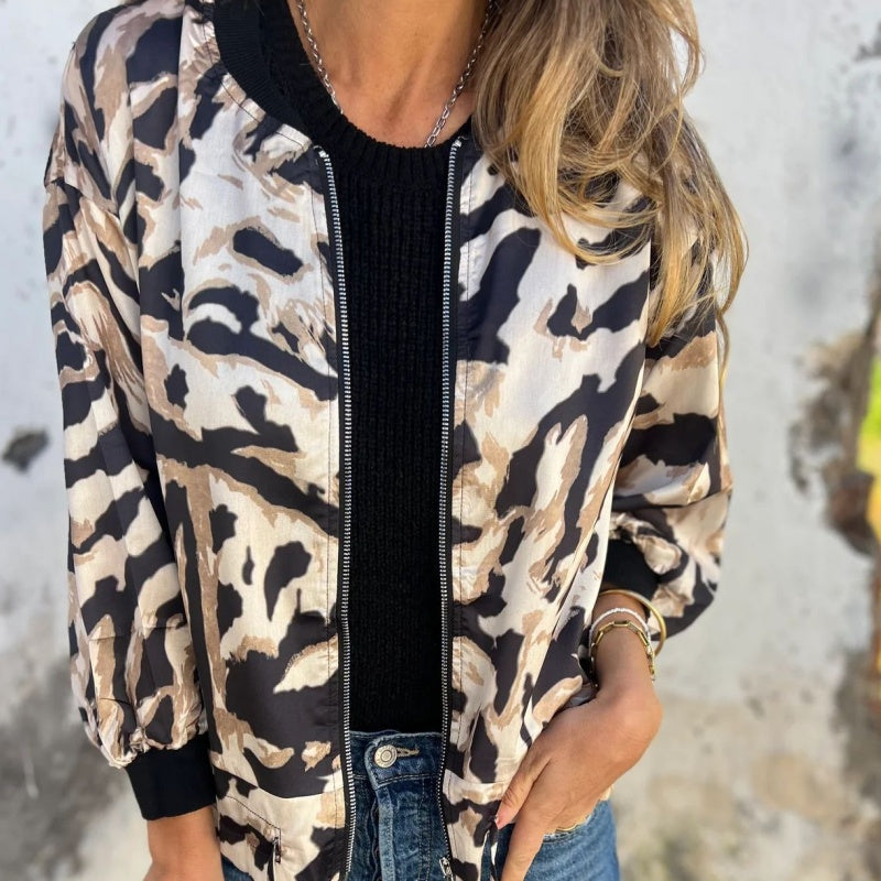 Zélie™ | Veste Printemps avec Zip à Motif Zebra