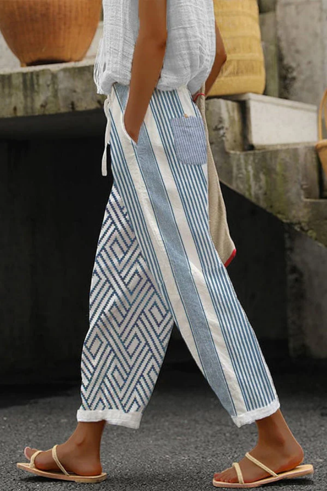 Airish - Pantalon à poches boutonnées imprimé unique et décontracté