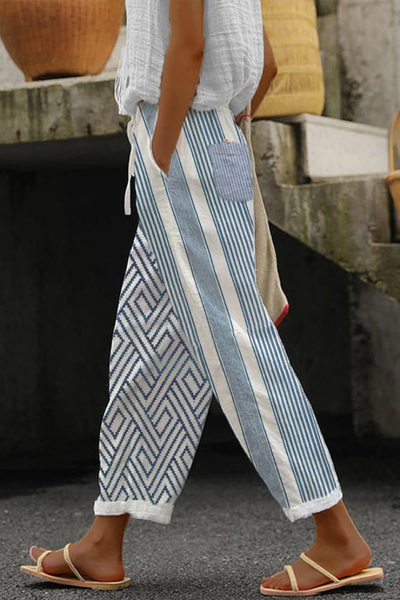 Airish - Pantalon à poches boutonnées imprimé unique et décontracté